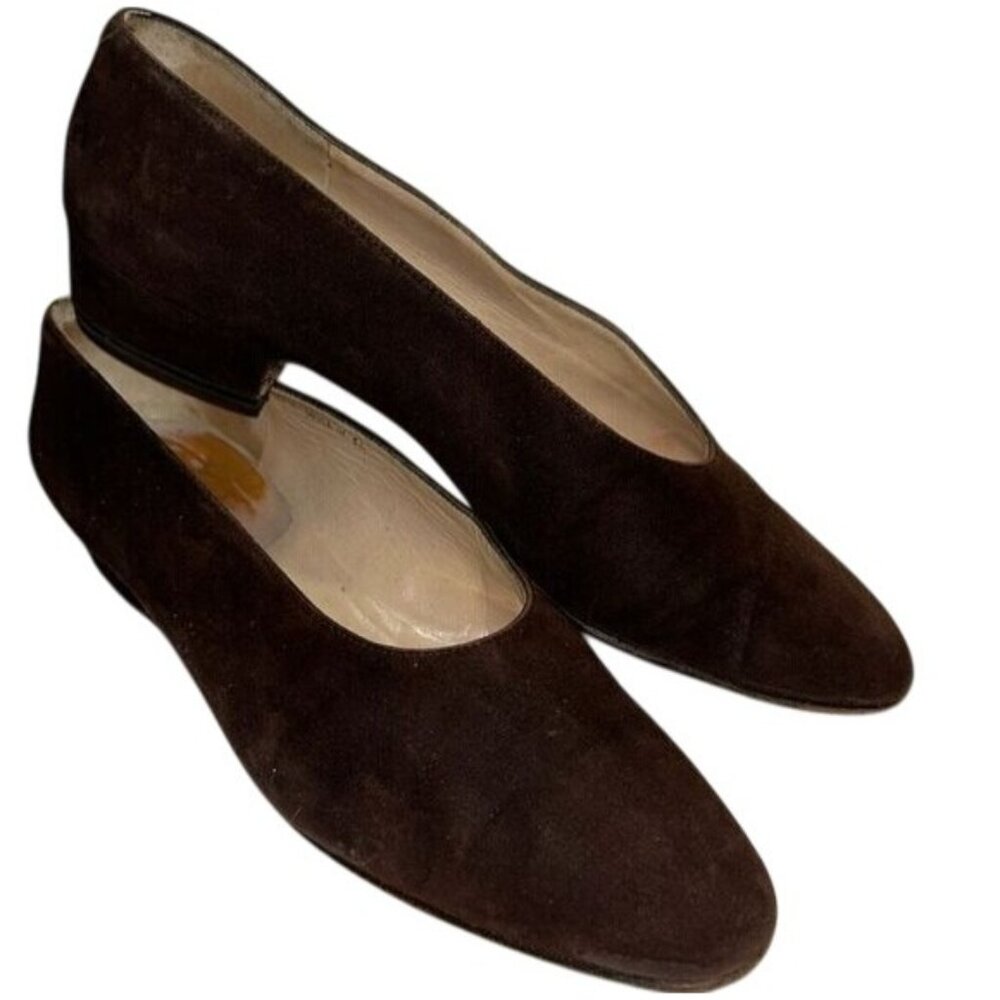 Via Fiorentina Womens Brown Suede Leather Shoes Made In Italy Size 7.5